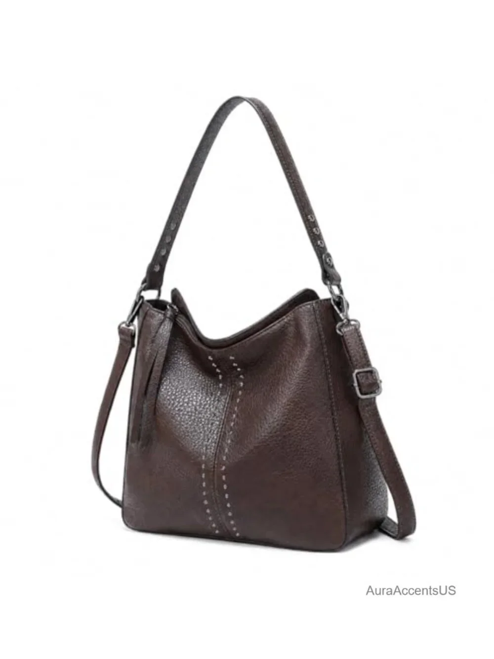 Chic Zip-Top Hobo Bag for Women Crossbody Shoulder Purse Faux Leather